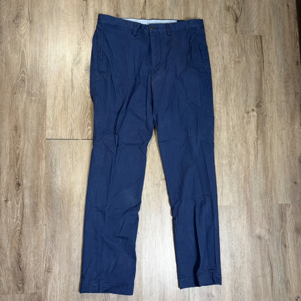Polo Ralph Lauren Stretch Straight Fit Chinos Mens 34x32 Blue Navy Pants